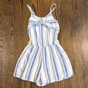 Abercrombie kids blue and white stripe romper